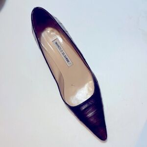 AMPUTEE / SINGLE LEFT SHOE ONLY Manolo Blahnik Brown Leather Sz 39.5 Women 9.5